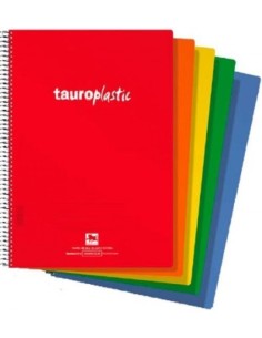 Paq 8 cuaderno espiral 4º 80h 90g cuadricula 4x4 c m tauroplastic tapa pp colores surtidos